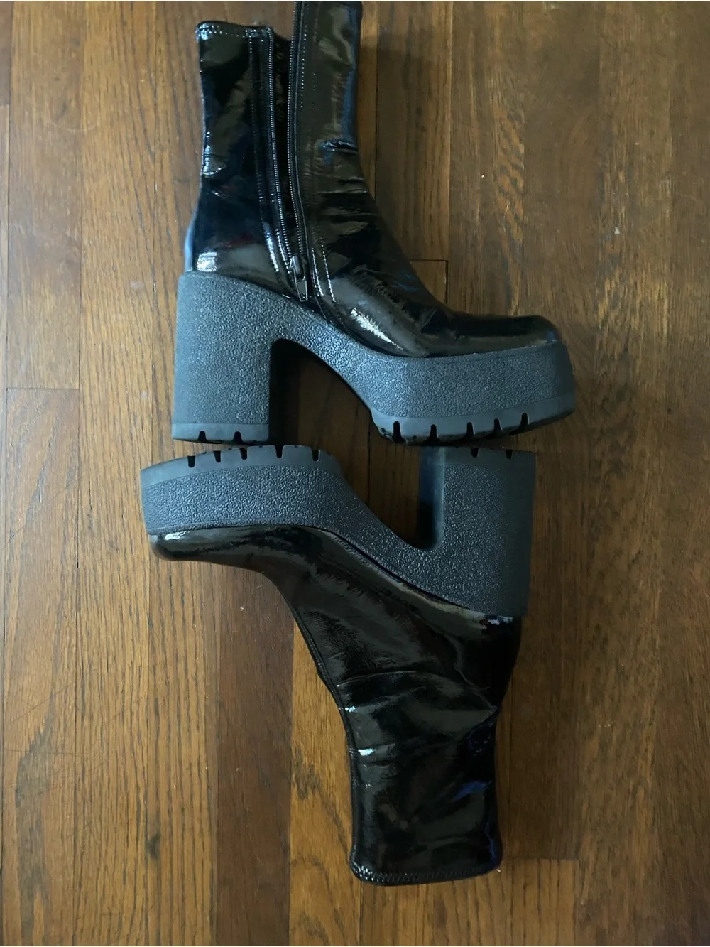 Jeffrey Campbell Black Patent Platform Ankle Boots
